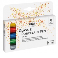Markere pentru sticla si portelan Kreul Glitter Medium 5 buc/set