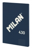 Caiet A4 48 file matematica, cusut, albastru Milan