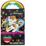 Carte de colorat cu carioci neon - Unicorn