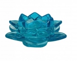 Suport candela sticla Blue Lotus, 5x12 cm