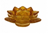 Suport candela sticla Orange Lotus, 5x12 cm
