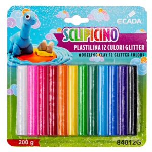 Plastilina 12 culori Glitter ECADA