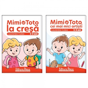 Set doua carti, A4, anteprescolari 2-3 ani (1. Mimi si Toto la cresa; 2. Mimi si Toto cei mai mici artisti)