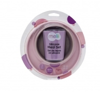 Set 3 recipiente silicon hrana bebe, Melii, purple&pink&grey