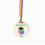 Medalie din lemn printat cu snur tricolor 2024