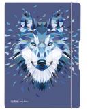Caiet my.book flex A4, 2x40 file, dictando+patratele, motiv Wild Animals Wolf