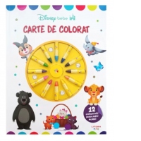 Disney Bebe. Carte de colorat. 12 creioane mici pentru maini de pitici