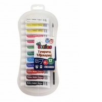 Tempera The Littlies, 12 culori, cu pensula inclusa