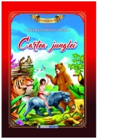 Cartea junglei. Carte de colorat cu povesti scrisa cu litere mari de tipar.