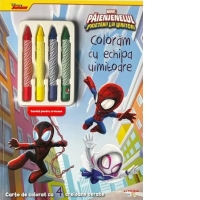 Disney. Marvel. Paienjenelul si prietenii lui uimitori. Coloram cu echipa uimitoare. Carte de colorat cu 4 creioane cerate