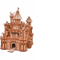 Puzzle 3D mecanic, Castelul Dragonului, WT, lemn, 978 piese