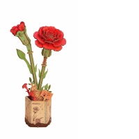 Puzzle 3D, Garoafa rosie, Rowood, lemn, 124 piese