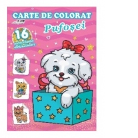 Pufosei. Carte de colorat cu 16 autocolante stralucitoare
