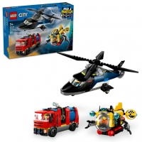 LEGO City - Elicopter, camion de pompieri si submarin remixate - 60462