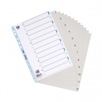 Index plastic numeric Oxford A4 1-12, 12 file/set, culoare alb