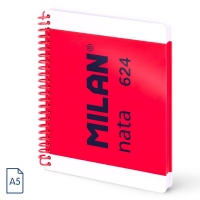 Caiet A5 80 file velin spira MILAN Nata, 57051E80P, culoare roz