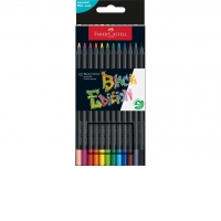 Creioane colorate triunghiulare black edition Faber-Castell 12 culori/set