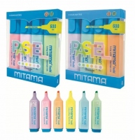 Set textmarkere Mitama, 4 culori Fluo, varf scalpello 5 mm