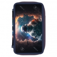Penar neechipat 2 fermoare, dimensiune 20 x 4.5 x 13 cm, motiv Astronaut