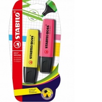 Textmarker Stabilo Boss Original, 2 culori/blister, galben, roz