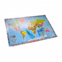 Harta Lumii Bilingva, Ro/En cu Creion Interactiv, MomKi