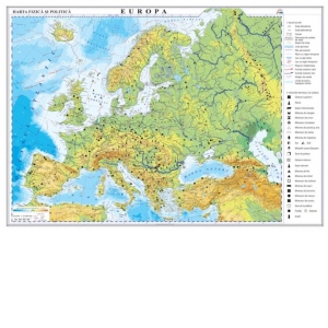 Europa. Harta fizica si politica 1000x700mm (fara sipci)