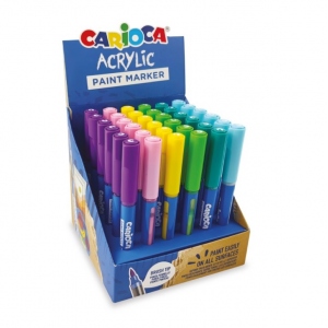Marker cu vopsea acrilica si varf pensula Carioca 36 buc/display color