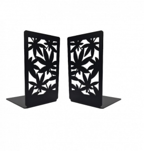 Suport de carti Frunze , Set de 2 bucati, Otel, 175 x 110 mm, negru