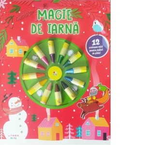 Magie de iarna. Carte de colorat. 12 creioane mici pentru maini de pitici