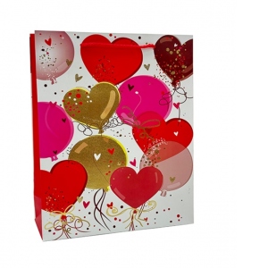 Punga cadou Inimi si baloane, dimensiune 26x32x10 cm