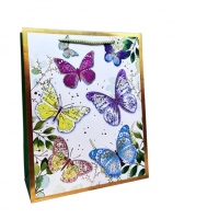 Punga cadou Fluturi, alb, dimensiune 26X32X12 cm, model 1