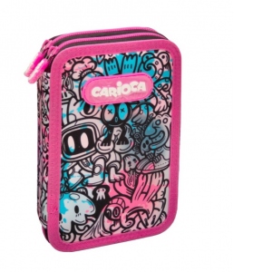 Penar echipat Carioca Comics 2 fermoare, albastru-roz
