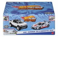 Hot Wheels Set 2 Masinute Metalice Pull Back Gmc Hummer Ev si Corvette C8r 1:43