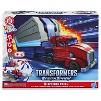 Transformers Earthspark Camion cu Remorca de Lupta Optimus Prime