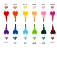 Dream in Colour - 12 Creioane suprapuse in forma de inima