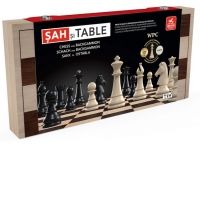 Joc 2 in 1 Sah Profi WPC si Table, Cutie Lemn, Rege 8,75 cm