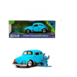 Jada Disney Stitch Set Figurina Stitch si Masinuta Metalica Volkswagen Beetle Scara 1 la 32