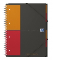 Agenda organizator Oxford International Organiser Book, A4+ 80 file, hartie Optik 90g/mp, spira dubla, scribzee, patratele, culoare gri