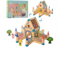 Set de constructie din lemn, Micul arhitect, 128 piese, Beilaluna Toys