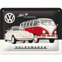 Placa metalica 15x20 cm VW - Meet The Classics - Faceti cunostinta cu clasicii