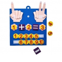 Tablita din pasla cu jetoane numerotate si prindere cu velcro, jucarie matematica Numara pe degete, 20 de piese, Multicolor