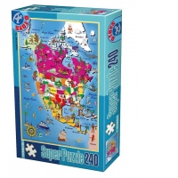 Puzzle 240 Piese - Harta Americii de Nord