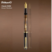 Stilou Classic Brown Marbled M200, penita F aur 24k, accesorii placate aur 24k