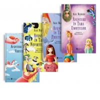 Pachet Aventuri (4 carti): 1. Aventuri in Tara Virtutilor; 2. Aventuri in Tara Nevirtutilor; 3. Aventuri in Tara Prieteniei; 4. Aventuri in Tara Emotiilor