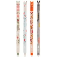 Roller gel cu rescriere, 0.5 mm, scriere albastru, floral art, Happy color