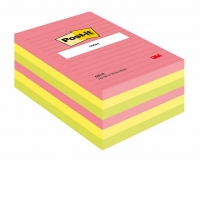 Notite adezive Post-it® 660N, Neon, liniate, 101 x 152 mm, 100 file/bucata