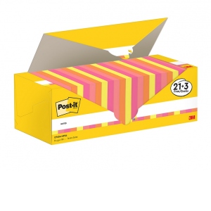 Notite adezive, Post-it, 76 x 76 mm, multicolor, 100 file/bucata, 21 + 3 gratuite