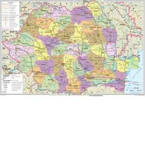 Harta administrativa a Romaniei 160x120 cm