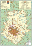 Harta Judetul ILFOV cu sipci de lemn dimensiune 70 x 100