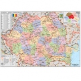 Romania harta Administrativa cu sipci de lemn, dimensiune 160 x 120